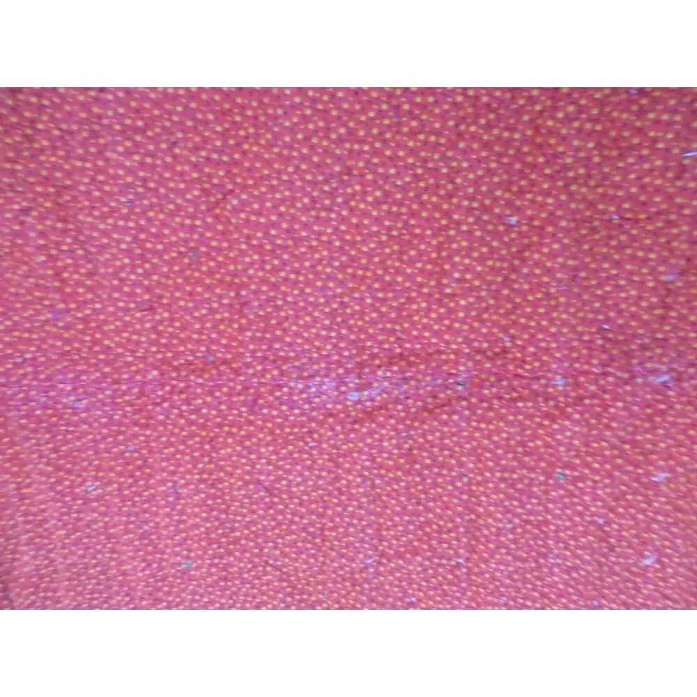 Patchwork Blanket Quilt Tied Red Calico Backing 82 x 74 Vintage